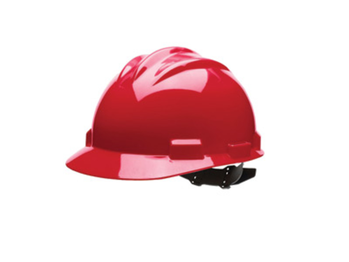 Bullard® Red HDPE Cap Style Hard Hat With Ratchet/4 Point Ratchet Suspension