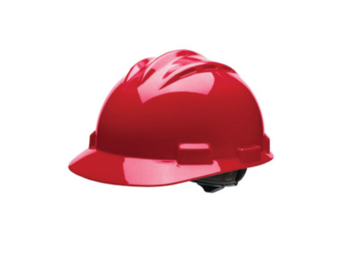 Bullard® Red HDPE Cap Style Hard Hat With Ratchet/4 Point Ratchet Suspension