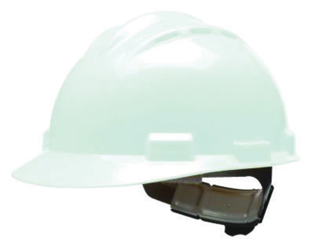 Bullard® White HDPE Cap Style Hard Hat With Pinlock/4 Point Pinlock Suspension