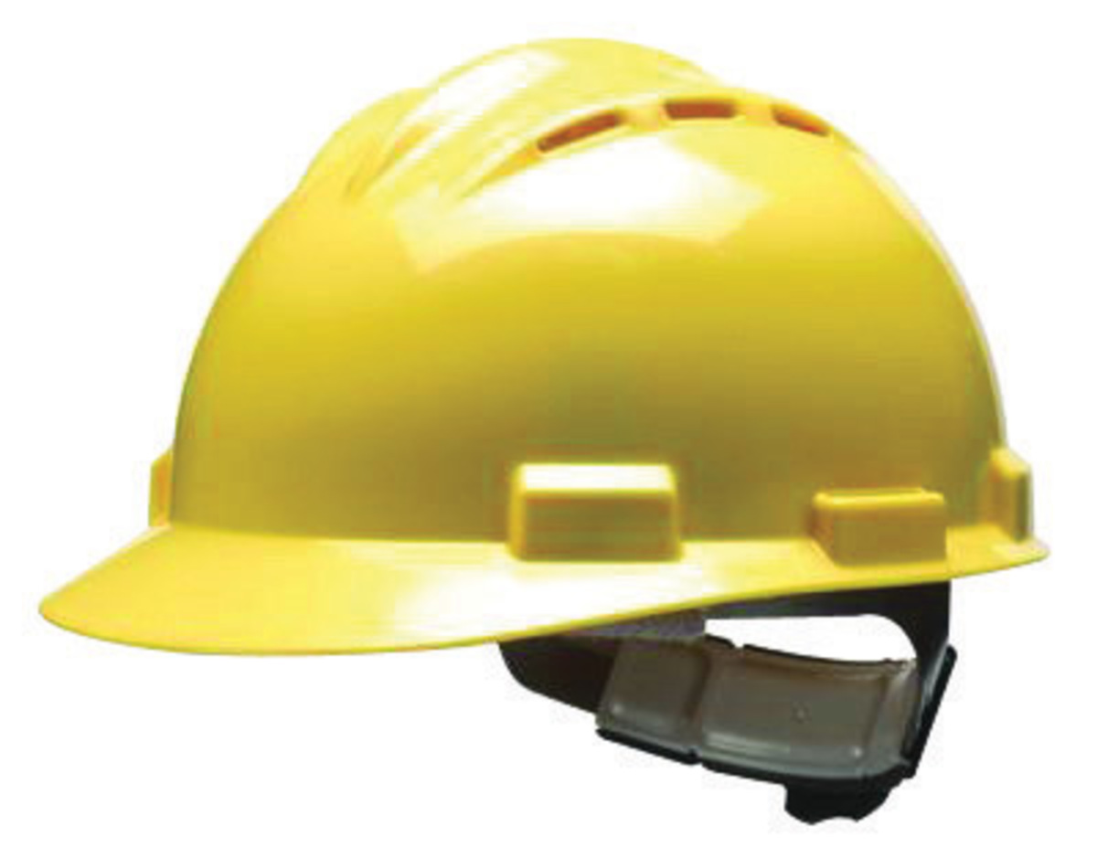 Bullard® Yellow HDPE Cap Style Hard Hat With Ratchet/4 Point Ratchet Suspension