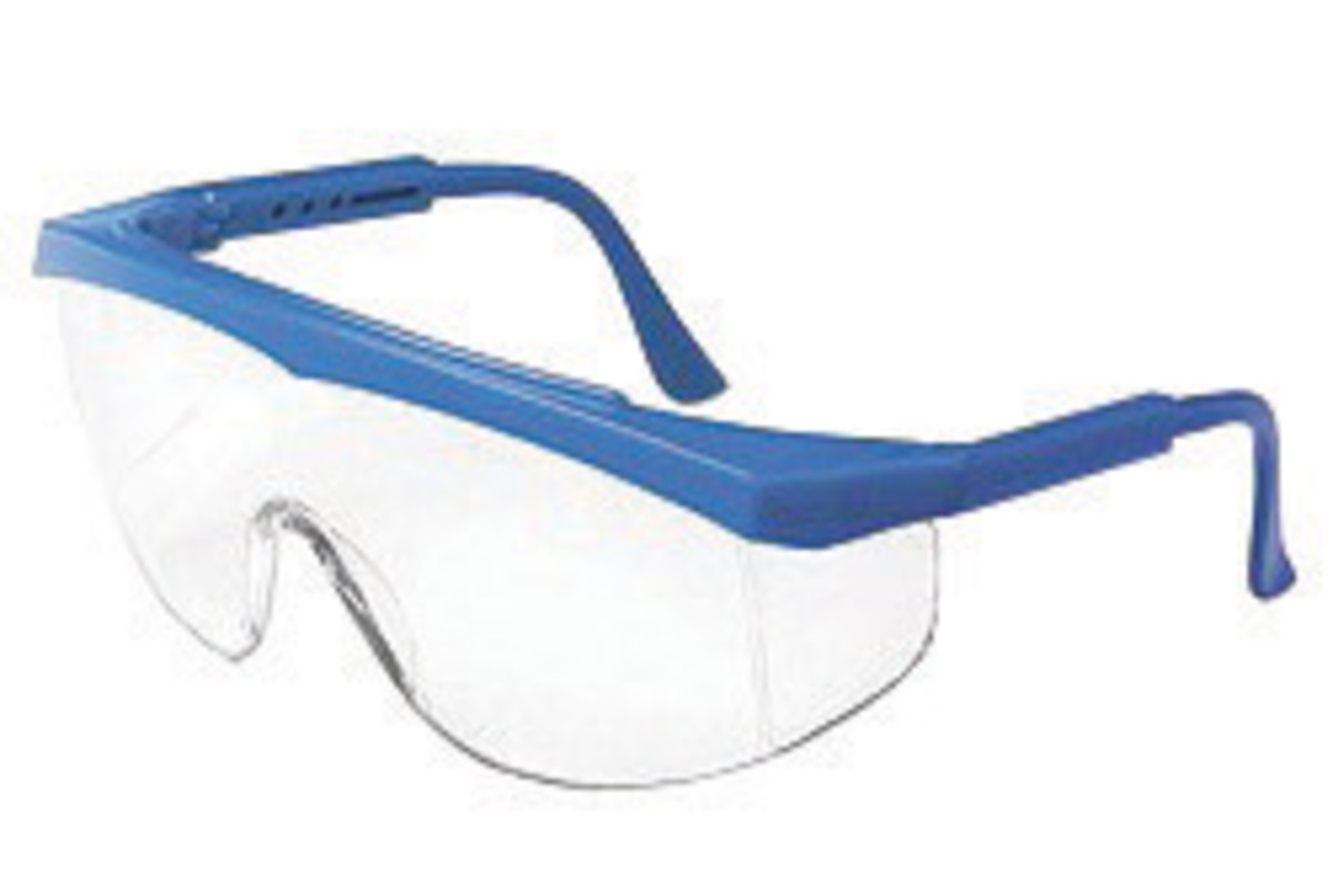 MCR Safety® Stratos® Blue Safety Glasses With Clear Anti-Scratch Lens And Extendable Spatula Temples (Availability restrictions