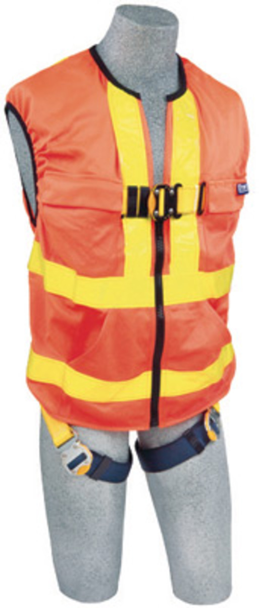 3M™ DBI-SALA® 2X Delta™ Hi-Vis Reflective Work Vest Style Harness With Back D-Ring And Quick Connect Buckle Leg Strap