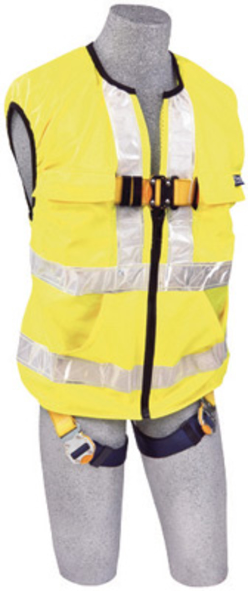3M™ DBI-SALA® X-Large Delta™ Hi-Vis Reflective Work Vest Style Harness With Back D-Ring And Quick Connect Buckle Leg Strap
