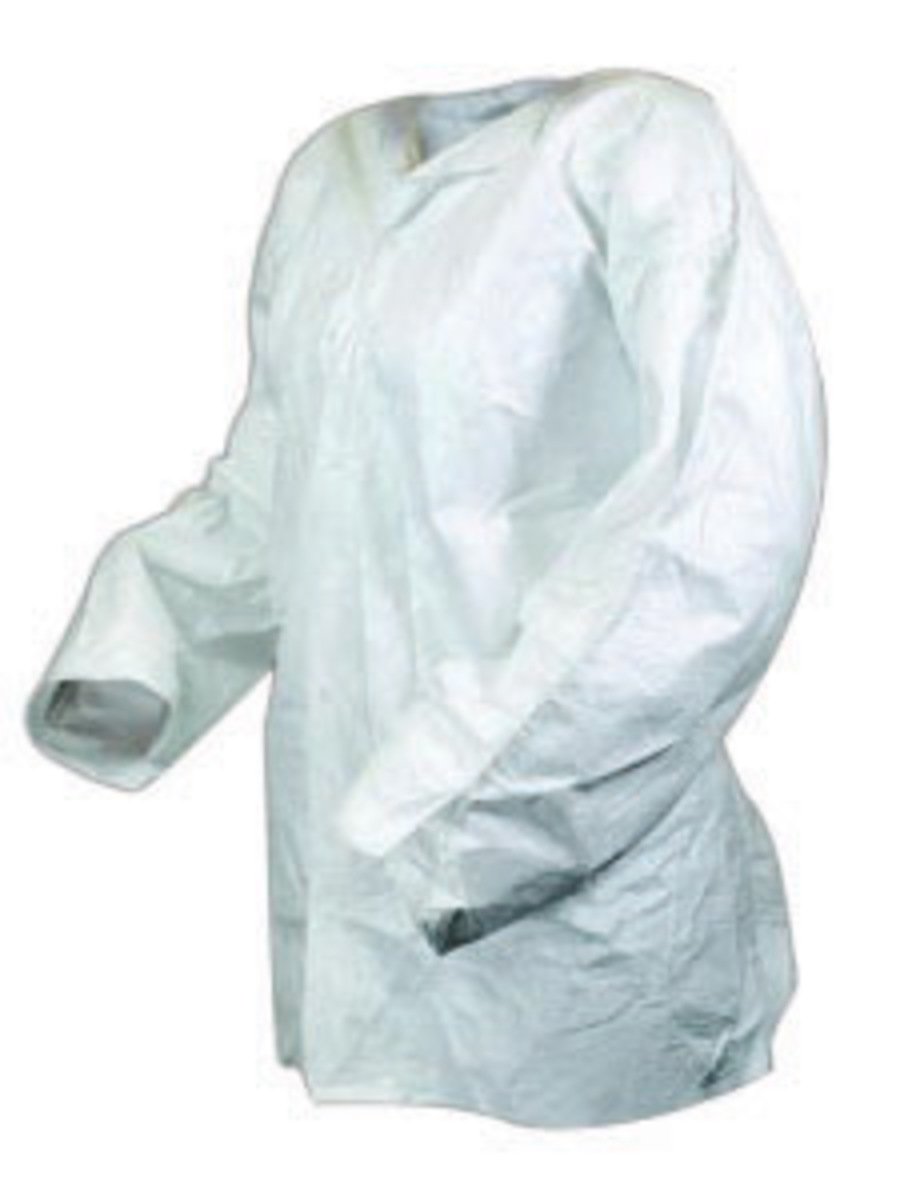 DuPont Medium White IsoClean Tyvek Disposable Lab Coa DPPIC264SWHMD3B for sale online at autumn supply