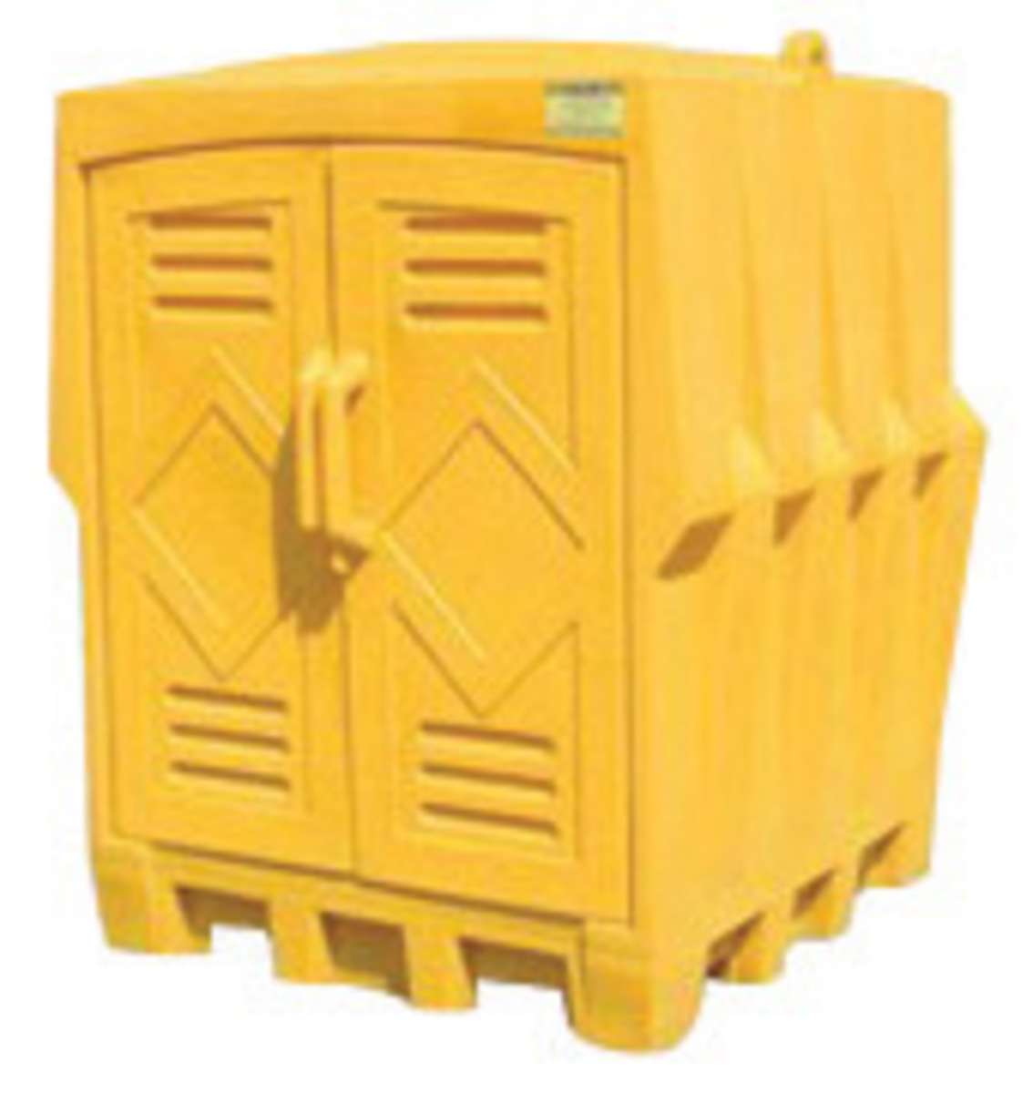 Eagle 66 Gallon Yellow HDPE 4 Drum Storage Building With Optional Poly Pallet Ramp