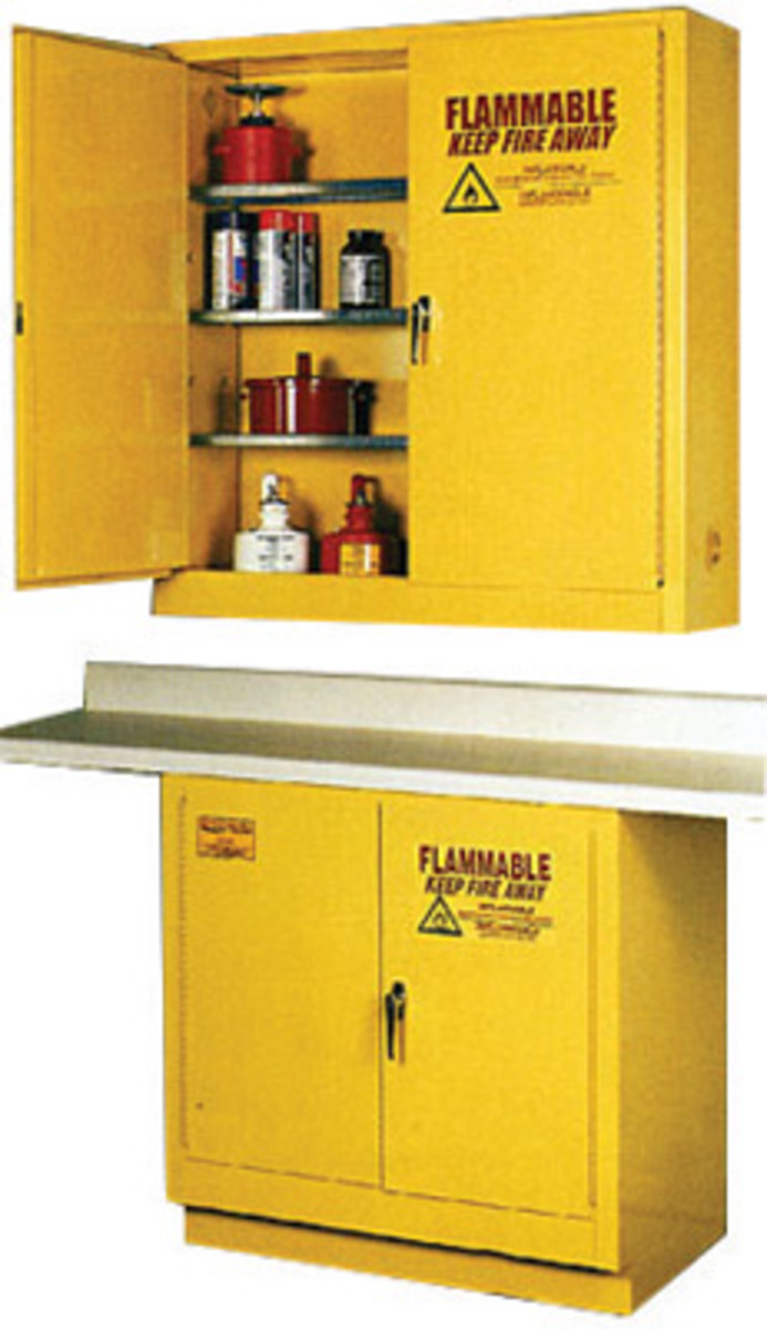 Eagle 24 Gallon Yellow 18 Gauge Steel Wall Mount Safety Storage Cabinet With (2) Self-Closing Doors, (3) Shelves, (2) Vents, War