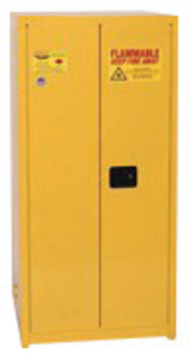 Eagle 60 Gallon Yellow 18 Gauge Steel Safety Storage Cabinet With (2) Self-Closing Doors, (2) Shelves, (2) Vents And 3-Point Lat