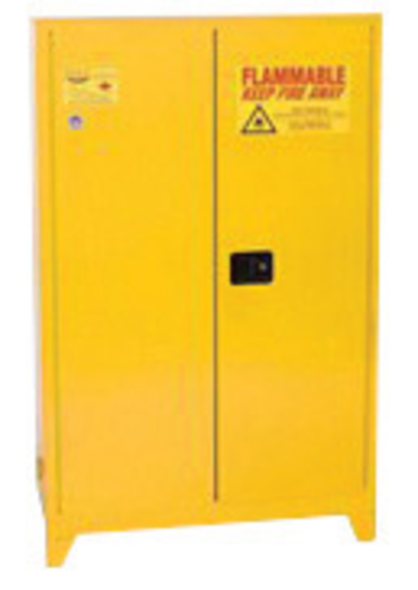 Eagle 90 Gallon Yellow 18 Gauge Steel Safety Storage Cabinet With (2) Self-Closing Doors And (2) Shelves (For Flammable Liquids)