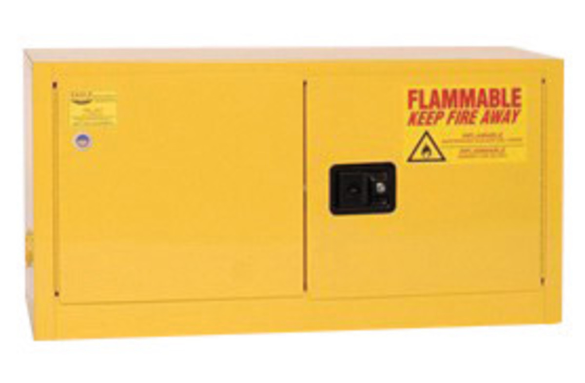Eagle 15 Gallon Yellow 18 Gauge Steel Add-On Safety Storage Cabinet With (2) Manual Close Doors, (2) Vents, 3-Point Latch System Eagle 15 Gallon Yellow 18 Gauge Steel Add-On Safety Storage Cabinet With (2) Manual Close Doors, (2) Vents, 3-Point Latch System