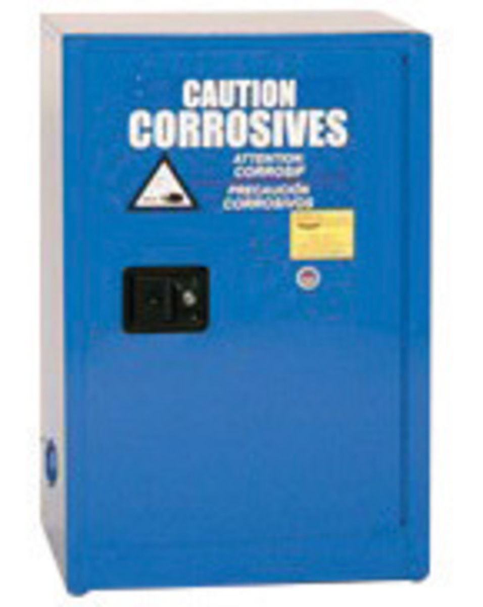 Eagle 12 Gallon Blue Space Saver 18 Gauge Steel Safety Storage Cabinet With (1) Self-Closing Door, (1) Shelf, (2) Vents, Bottom Eagle 12 Gallon Blue Space Saver 18 Gauge Steel Safety Storage Cabinet With (1) Self-Closing Door, (1) Shelf, (2) Vents, Bottom