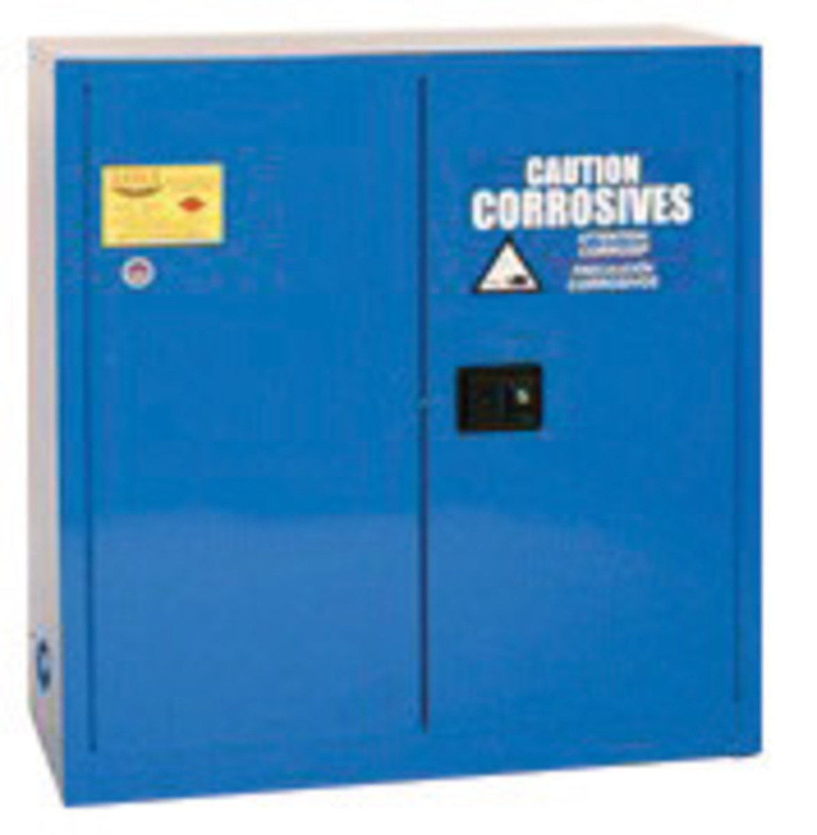Eagle 22 Gallon Blue 18 Gauge Steel Safety Storage Cabinet With (2) Self-Closing Doors, (1) Shelf, (2) Vents, Bottom Tray, Warni Eagle 22 Gallon Blue 18 Gauge Steel Safety Storage Cabinet With (2) Self-Closing Doors, (1) Shelf, (2) Vents, Bottom Tray, Warni
