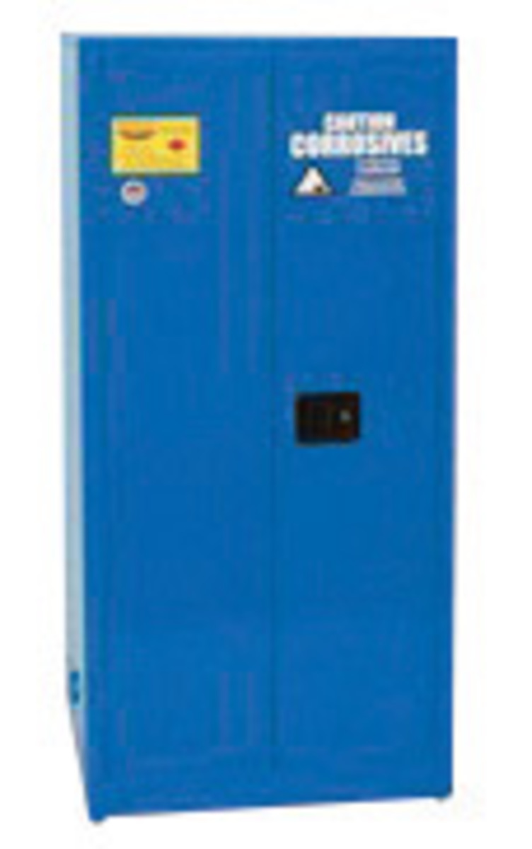 Eagle 60 Gallon Blue 18 Gauge Steel Safety Storage Cabinet With (2) Manual Close Doors, (2) Shelves, (2) Vents, Bottom Tray, War Eagle 60 Gallon Blue 18 Gauge Steel Safety Storage Cabinet With (2) Manual Close Doors, (2) Shelves, (2) Vents, Bottom Tray, War
