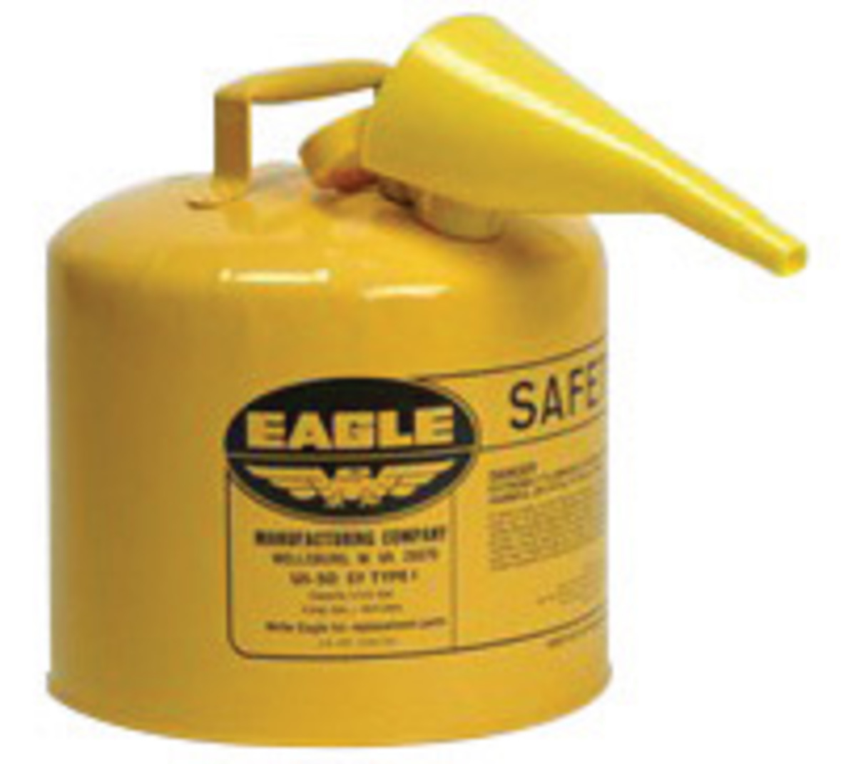 Eagle Galvanized Steel Safety Can with Flame Arrestor and Funnel E42UI-50-FSY for sale online at autumn supply