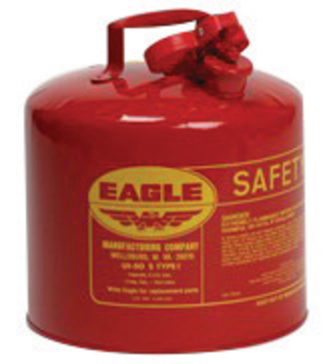 Eagle Type I Safety Can: 5-Gallon, Red, Galvanized Steel with Flame Arrestor E42UI-50-S for sale online at autumn supply