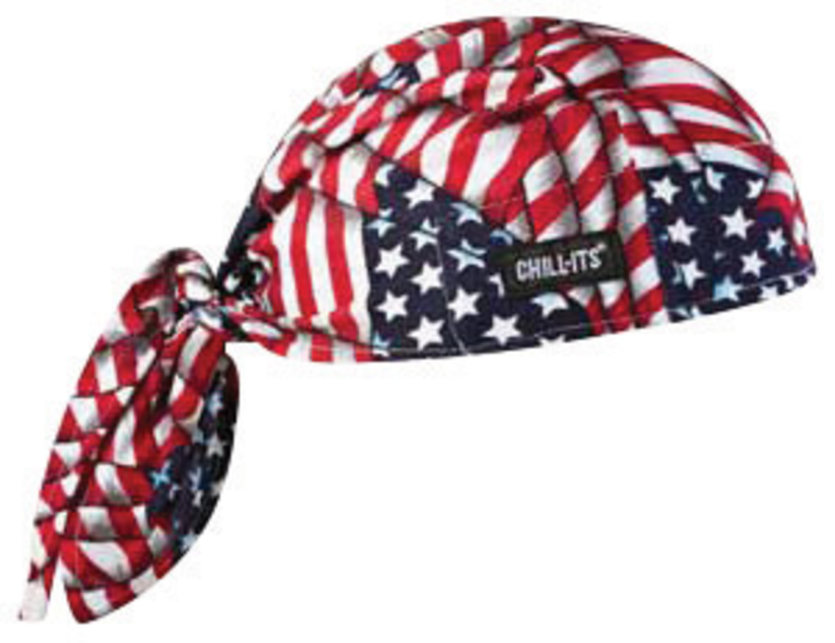 Ergodyne Blue, Red And White Chill-Its® 6615 Hi Cool® Dew Rag