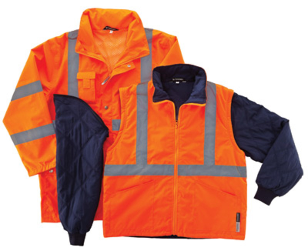 Ergodyne 3X Hi-Viz Orange GloWear® 8385 300D Oxford Polyester/Thinsulate™ Weatherproof 4-in-1 Thermal Jacket Ergodyne 3X Hi-Viz Orange GloWear® 8385 300D Oxford Polyester/Thinsulate™ Weatherproof 4-in-1 Thermal Jacket
