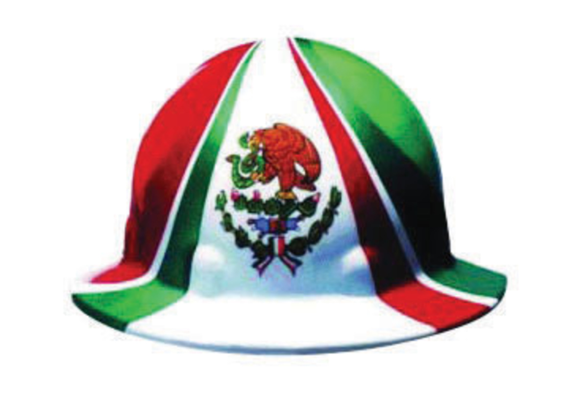 Honeywell White Fibre-Metal® E1 Thermoplastic Full Brim Hard Hat With Rachet/8 Point Ratchet Suspension And Mexican Flag Graphic