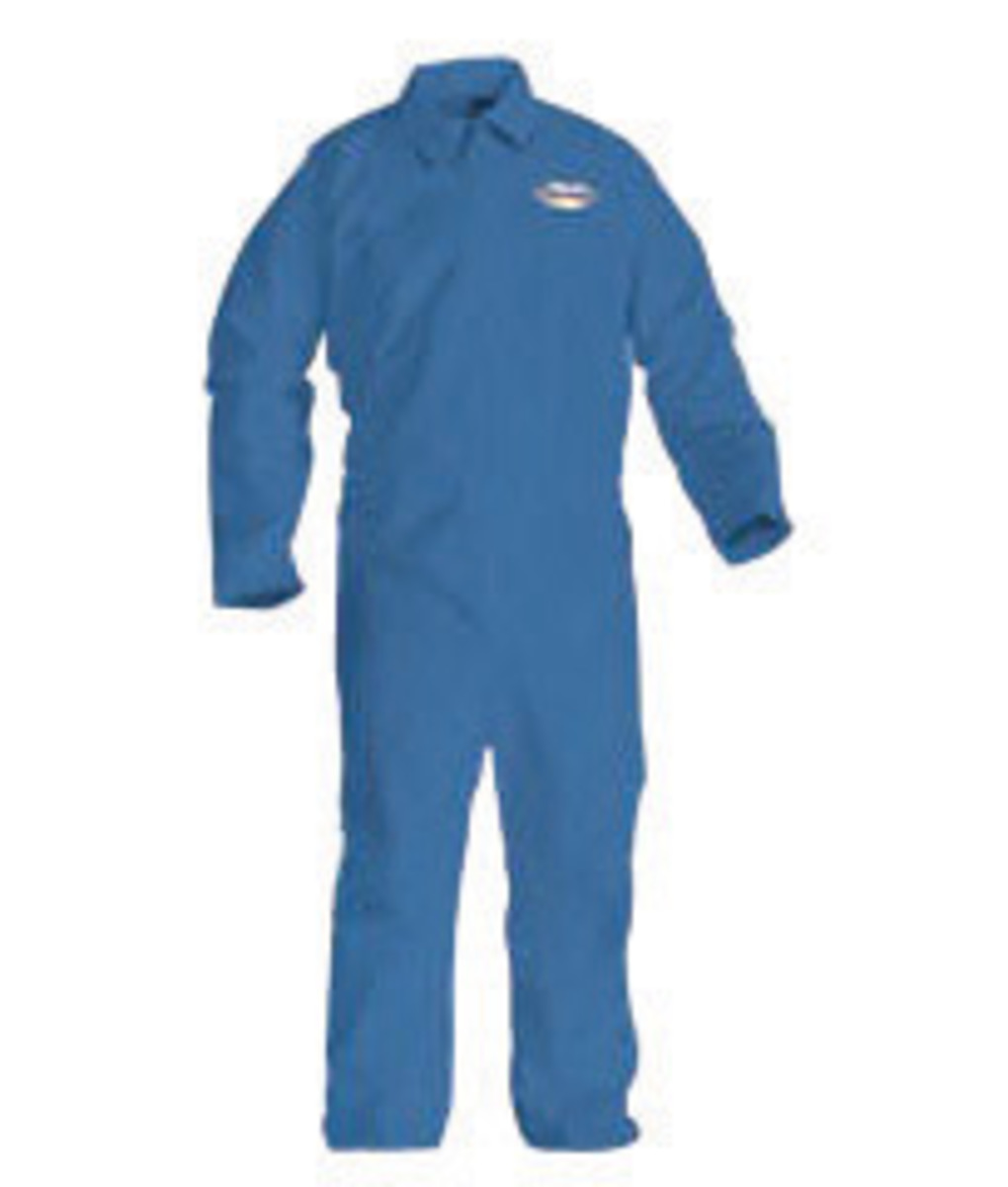 Kimberly-Clark Professional* Large Blue KleenGuard* A60 Film Laminate Coveralls With Storm Flap Over Front Zipper (Availability