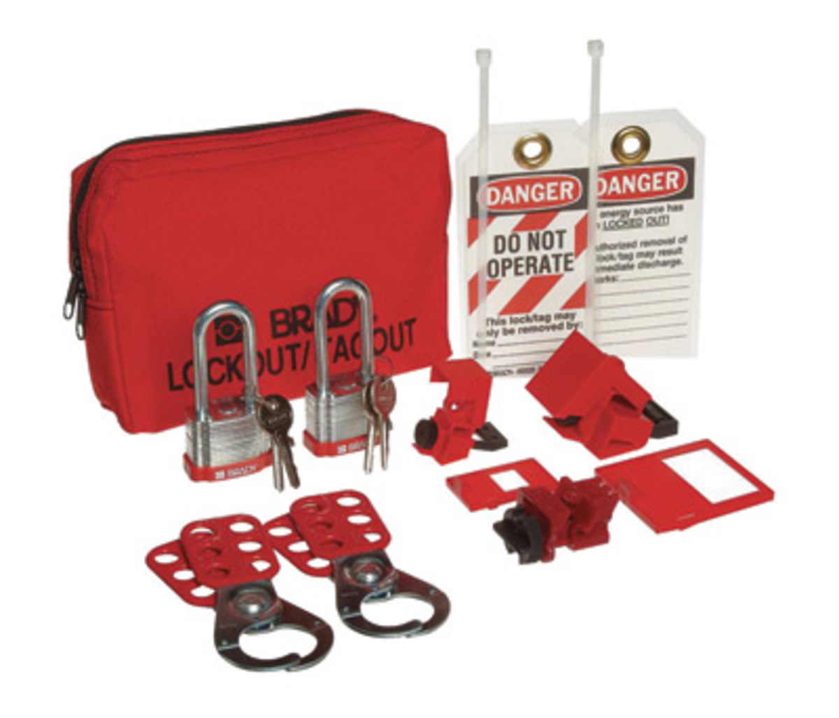 Master Lock® Personal Electrical Valve Lockout Kit Includes (4) Padlocks, (2) Hasps, (2) Gate Valve Covers, (3) Lockouts, (5) Gr