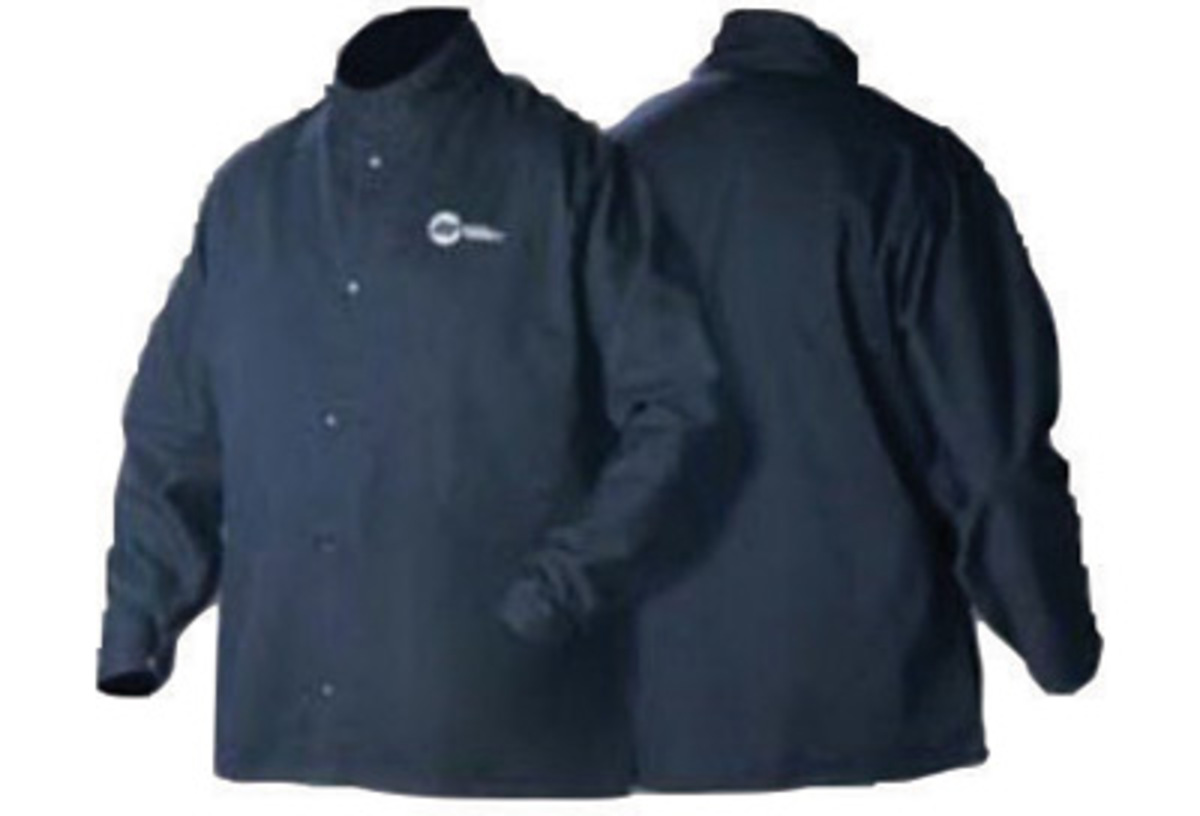 Miller® Large Navy 9 Ounce Cotton Flame Resistant Cloth Jacket With Snap Button Closure And Fold-in Snap Sleeves