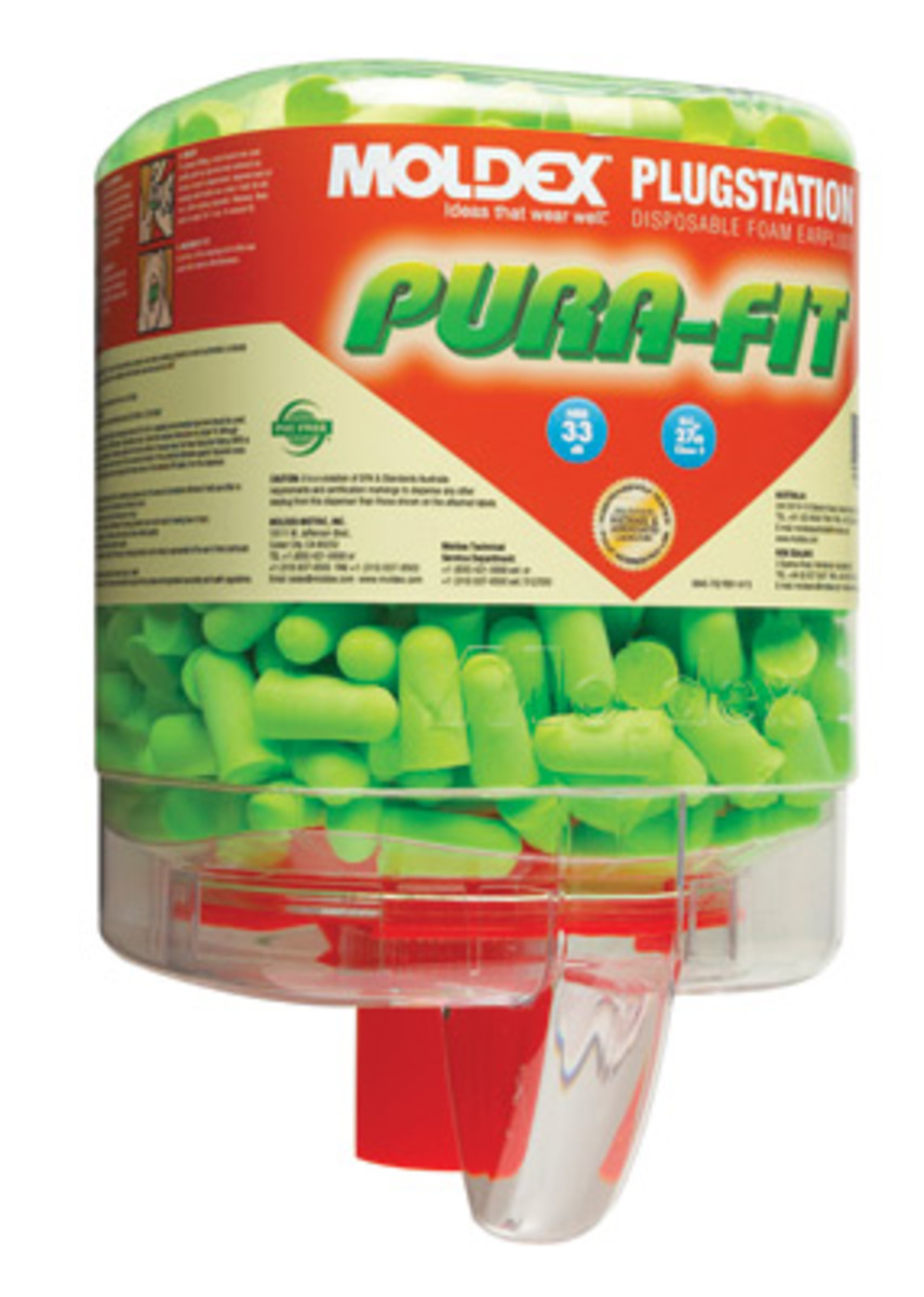 Moldex® PlugStation®/Pura-Fit® Tapered Foam Earplug Dispenser With Earplugs