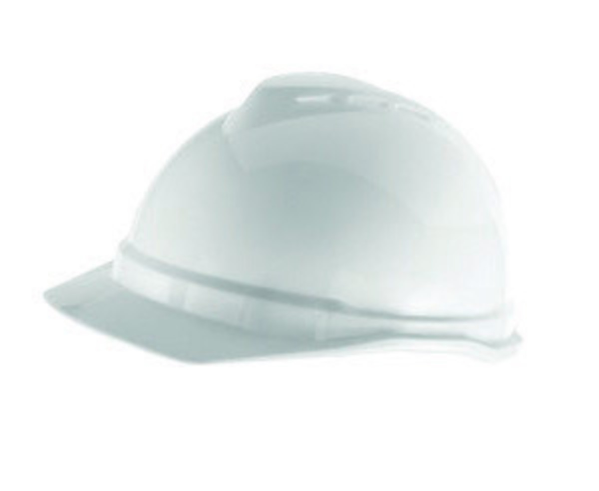 MSA White Polyethylene Cap Style Hard Hat With Ratchet/6 Point Ratchet Suspension