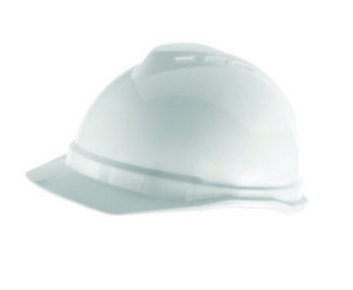 MSA White Polyethylene Hard Hat with Ratchet Suspension MSA10034027 for sale online at autumn supply