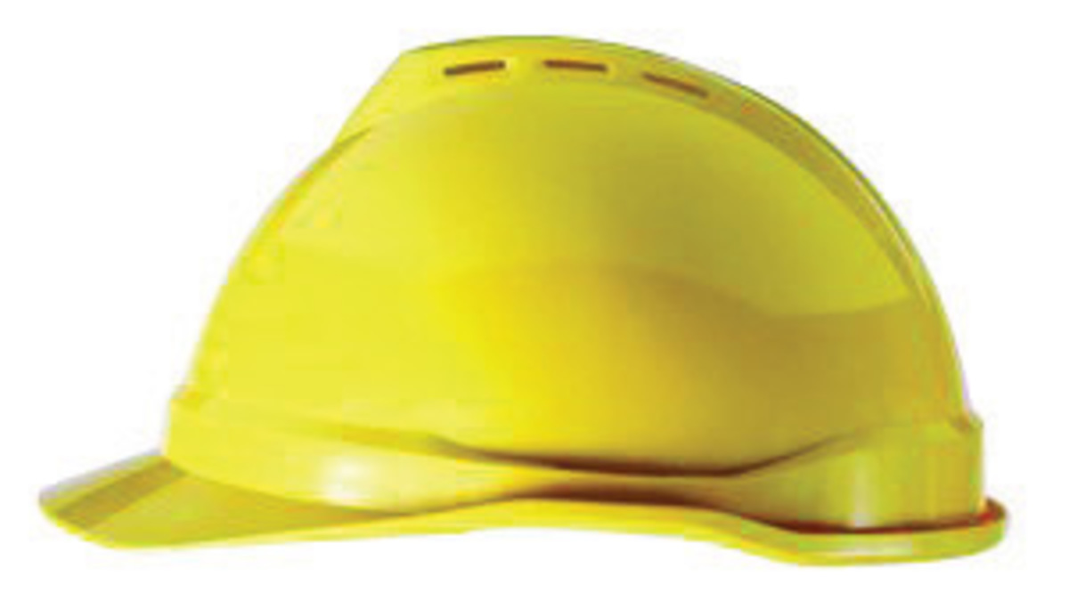 MSA Yellow Polyethylene Cap Style Hard Hat With Ratchet/4 Point Ratchet Suspension