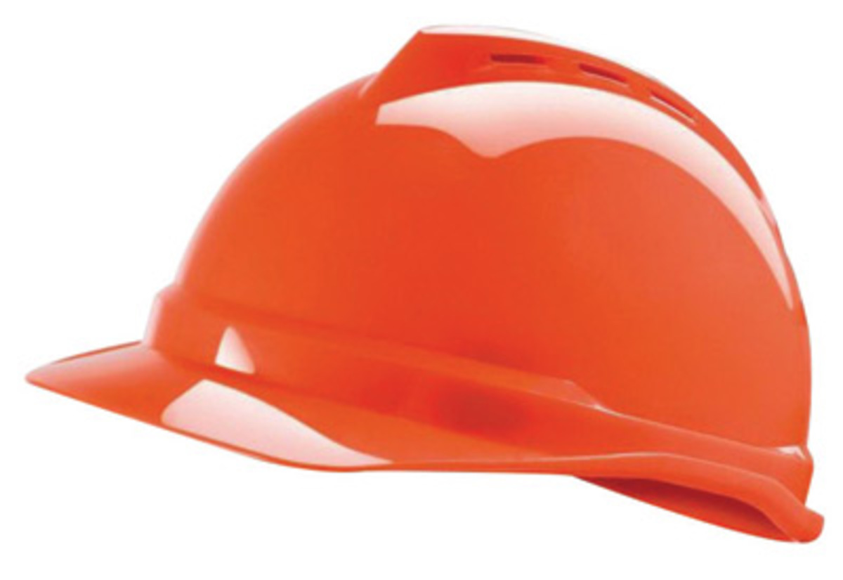 MSA Orange Polyethylene Cap Style Hard Hat With Ratchet/4 Point Ratchet Suspension