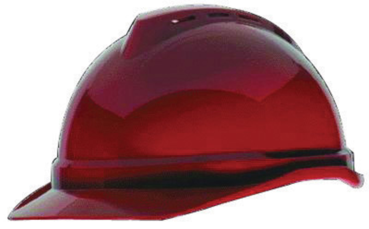 MSA Red Polyethylene Cap Style Hard Hat With Ratchet/6 Point Ratchet Suspension