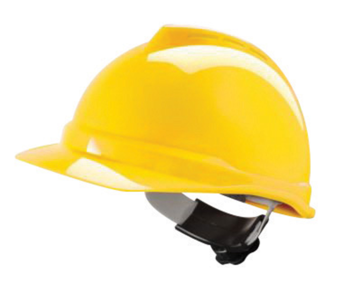 MSA Yellow Polyethylene Cap Style Hard Hat With Ratchet/6 Point Ratchet Suspension