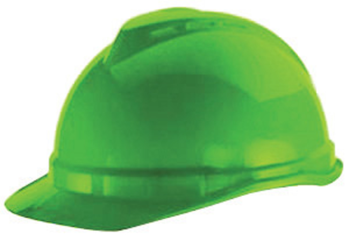 MSA Green Polyethylene Cap Style Hard Hat With 4 Point Ratchet/Ratchet Suspension