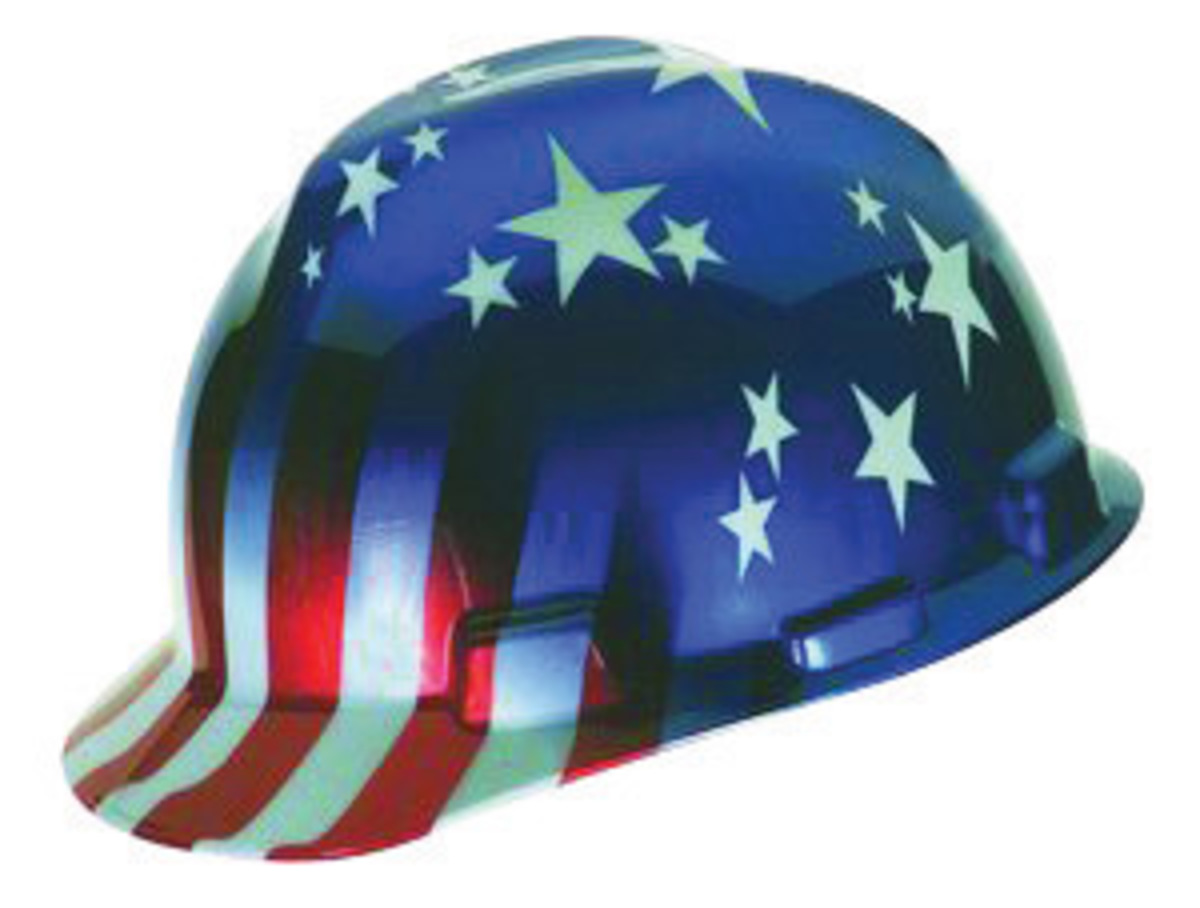 MSA Blue | Red | White Polyethylene Cap Style Hard Hat With Ratchet/4 Point Ratchet Suspension