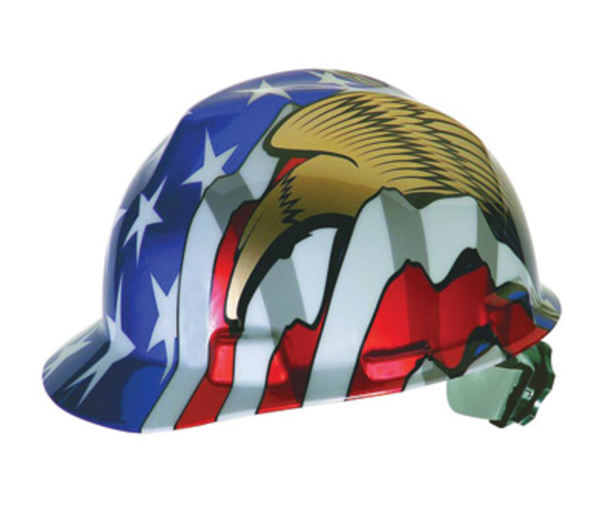 MSA Red | White | Blue Polyethylene Cap Style Hard Hat With Ratchet/4 Point Ratchet Suspension