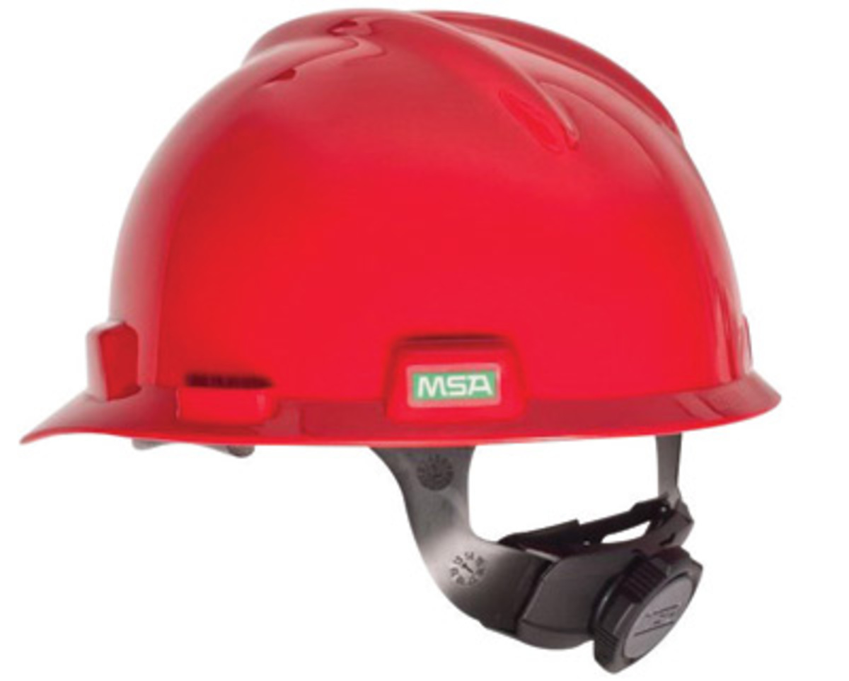 MSA Red Polyethylene Cap Style Hard Hat With 1-Touch™ Suspension
