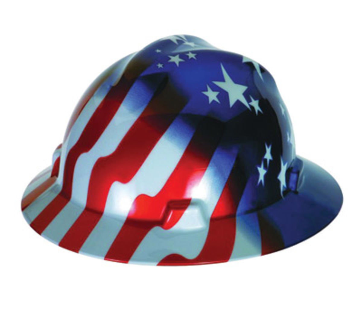 MSA Red | White | Blue Polyethylene Cap Style Hard Hat With 4 Point Ratchet/Ratchet Suspension