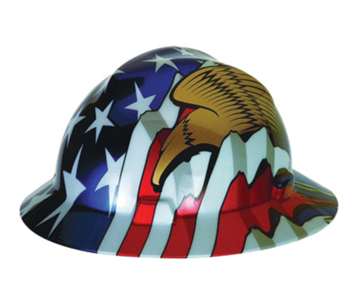 MSA Red | White | Blue Polyethylene Cap Style Hard Hat With Ratchet/4 Point Ratchet Suspension