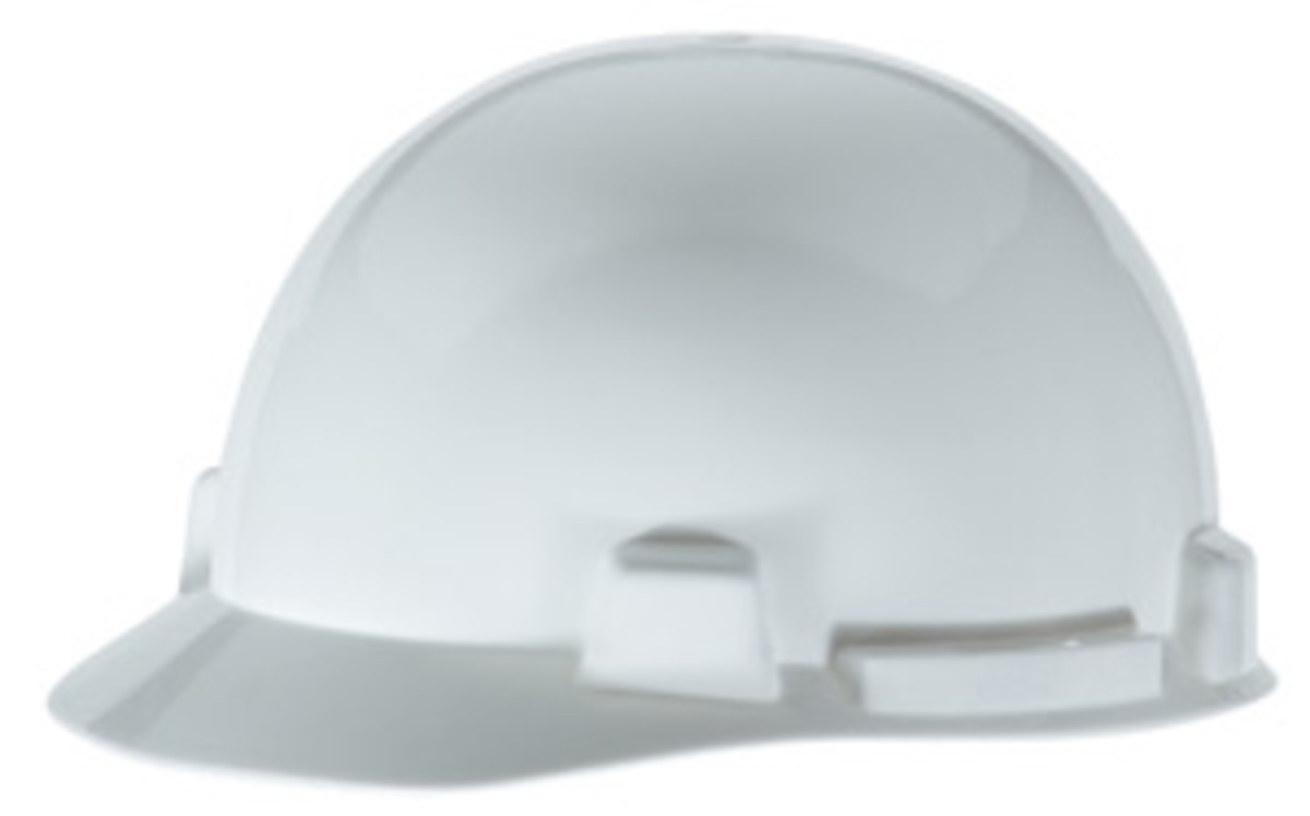 MSA White Polyethylene Cap Style Hard Hat With Ratchet/4 Point Ratchet Suspension