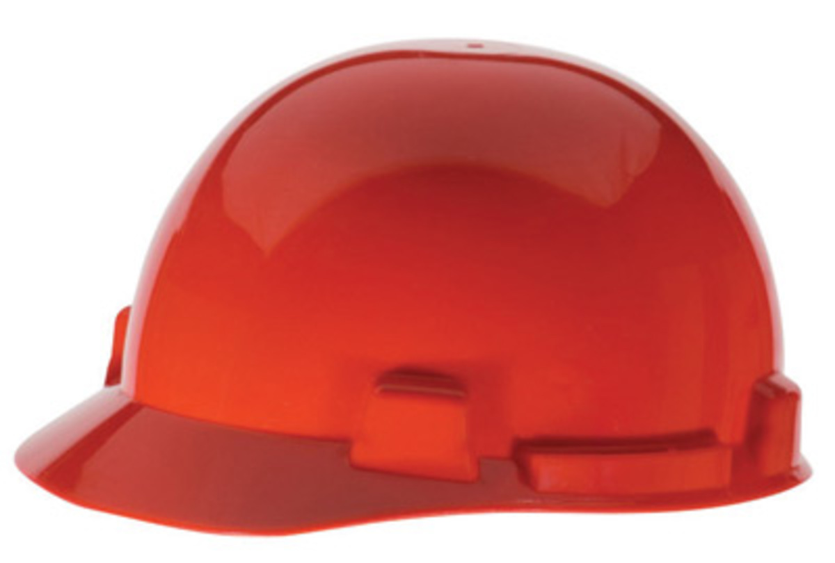 MSA Red Polyethylene Cap Style Hard Hat With Ratchet/4 Point Ratchet Suspension