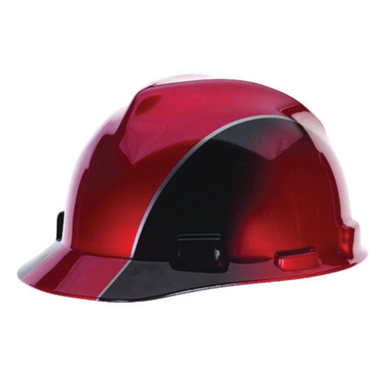 MSA Red | Black Polyethylene Cap Style Hard Hat With Ratchet/4 Point Ratchet Suspension