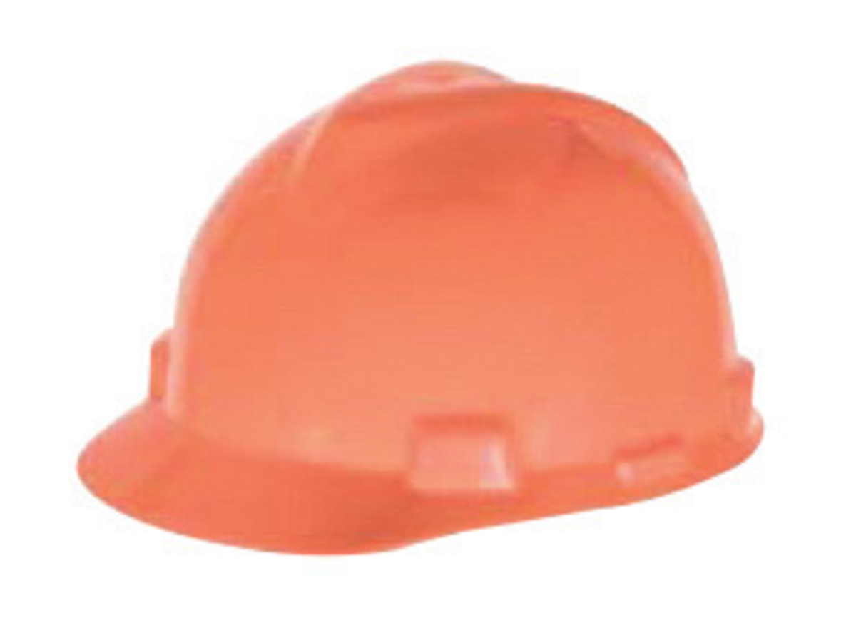 MSA Hi-Viz Orange Polyethylene Cap Style Hard Hat With Ratchet/4 Point Ratchet Suspension