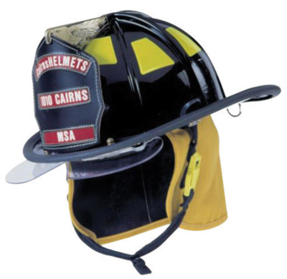 MSA Black Cairns® Fiberglass Full Brim Fire Helmet With Ratchet Suspension