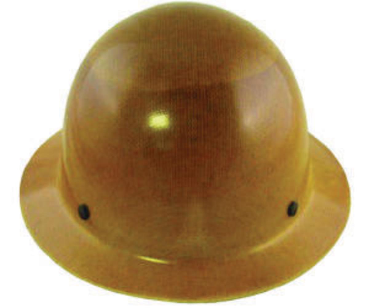 MSA Tan Phenolic Full Brim Hard Hat With Pinlock/4 Point Pinlock Suspension