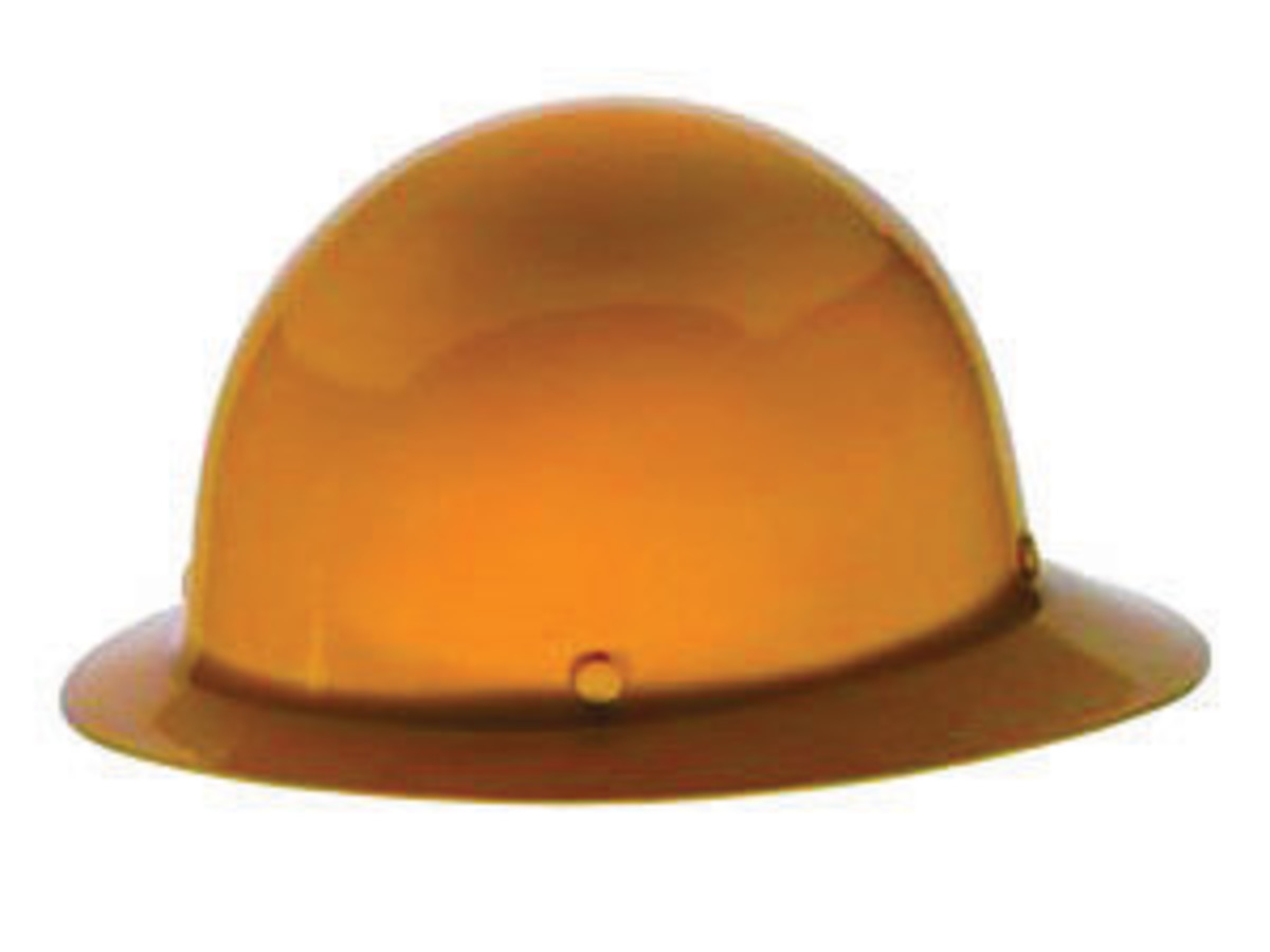 MSA Yellow Phenolic Full Brim Hard Hat With Pinlock/4 Point Pinlock Suspension