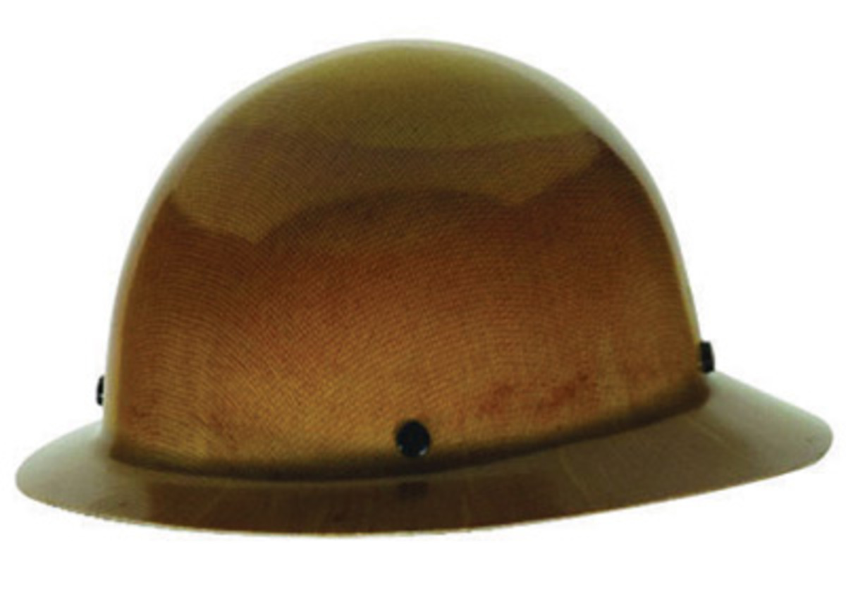 MSA Tan Phenolic Full Brim Hard Hat With Pinlock/4 Point Pinlock Suspension