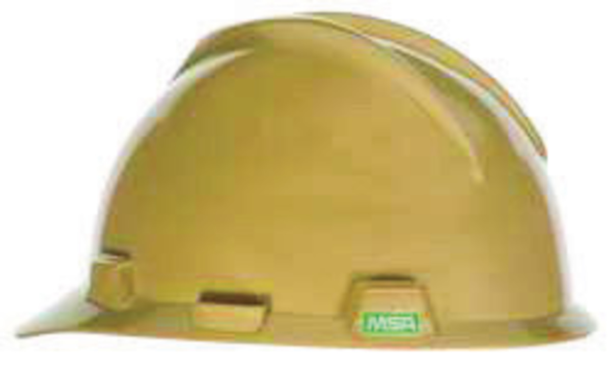 MSA Yellow Polyethylene Cap Style Hard Hat With Pinlock/4 Point Pinlock Suspension