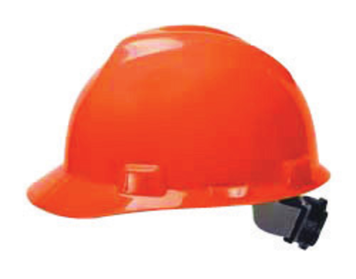 MSA Orange Polyethylene Cap Style Hard Hat With Ratchet/4 Point Ratchet Suspension