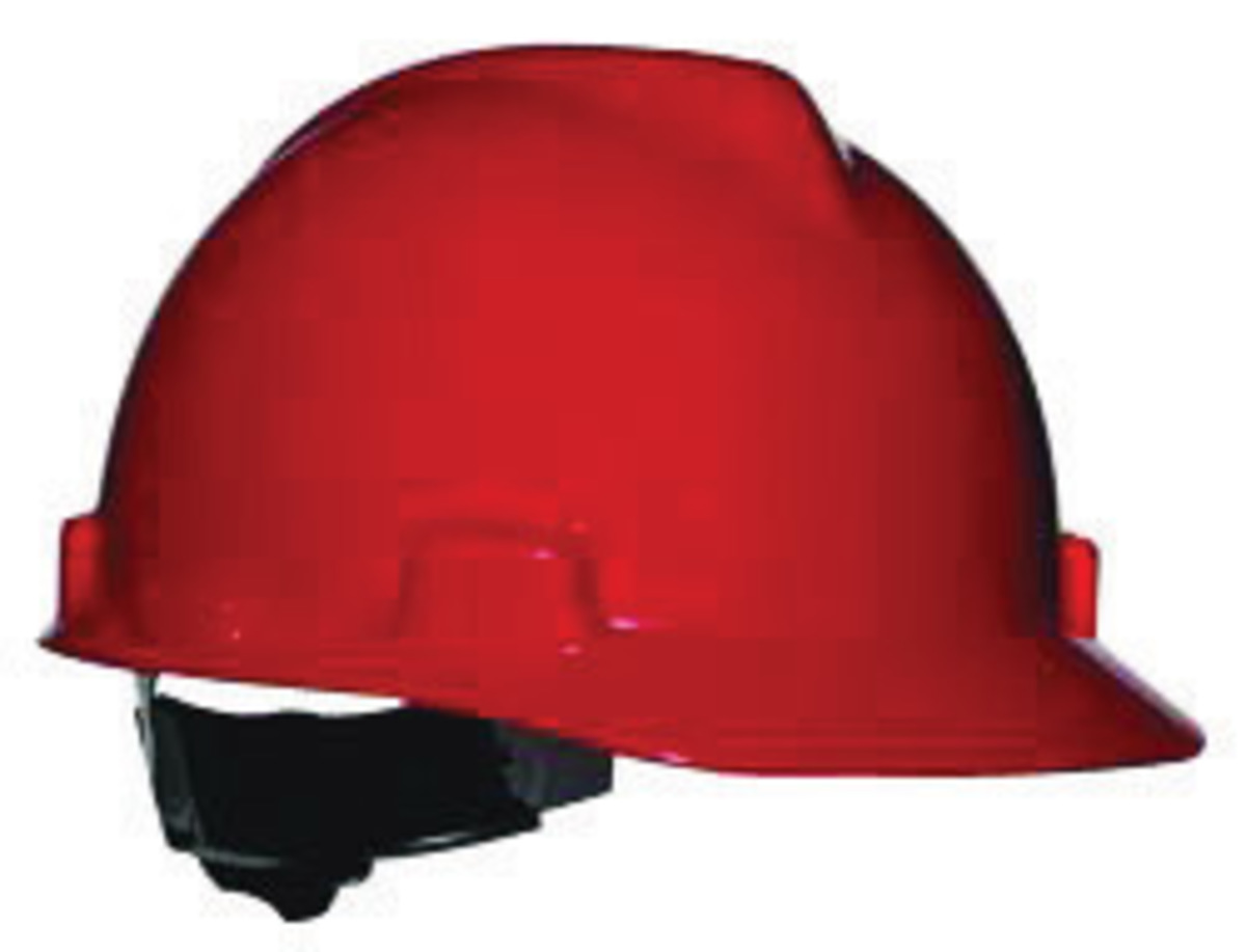 MSA Red Polyethylene Cap Style Hard Hat With Ratchet/4 Point Ratchet Suspension
