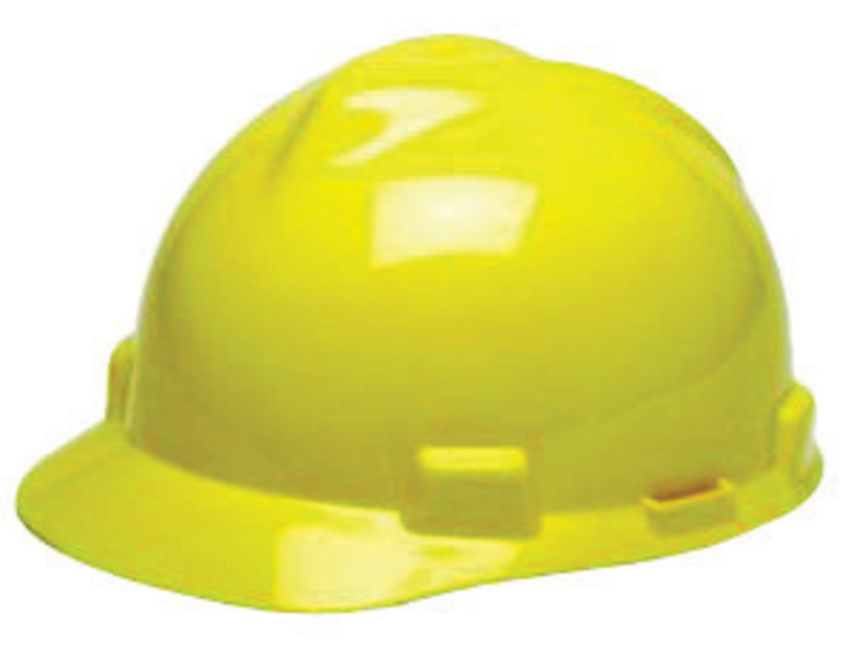 MSA Yellow Polyethylene Cap Style Hard Hat With Ratchet/4 Point Ratchet Suspension