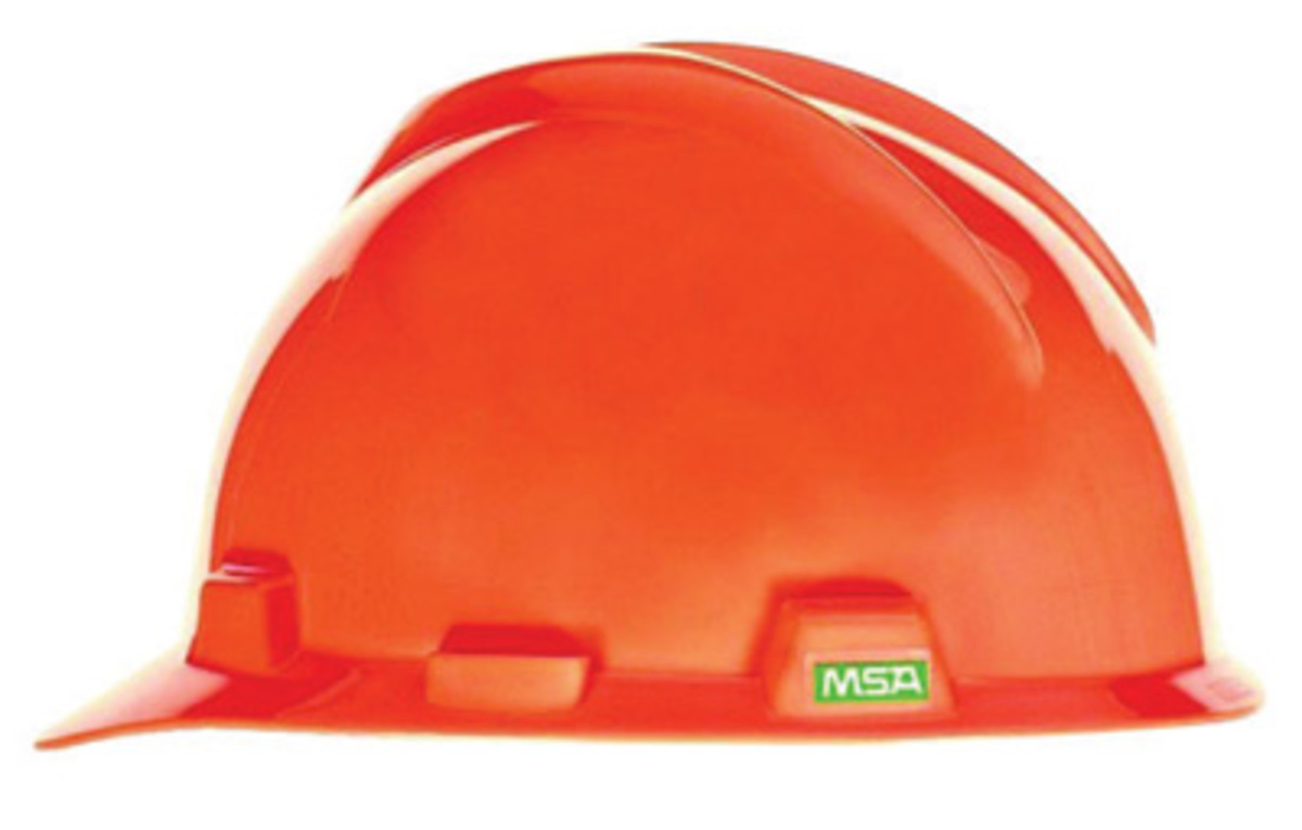 MSA Orange Polyethylene Cap Style Hard Hat With Pinlock/4 Point Pinlock Suspension